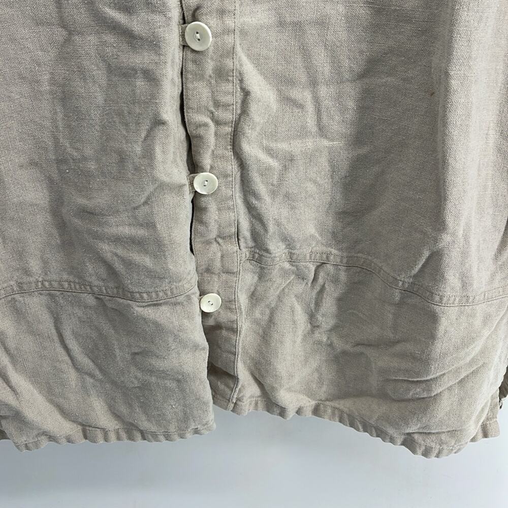 Vintage L. L. Bean 100% Linen Button Up Long Slee… - image 3